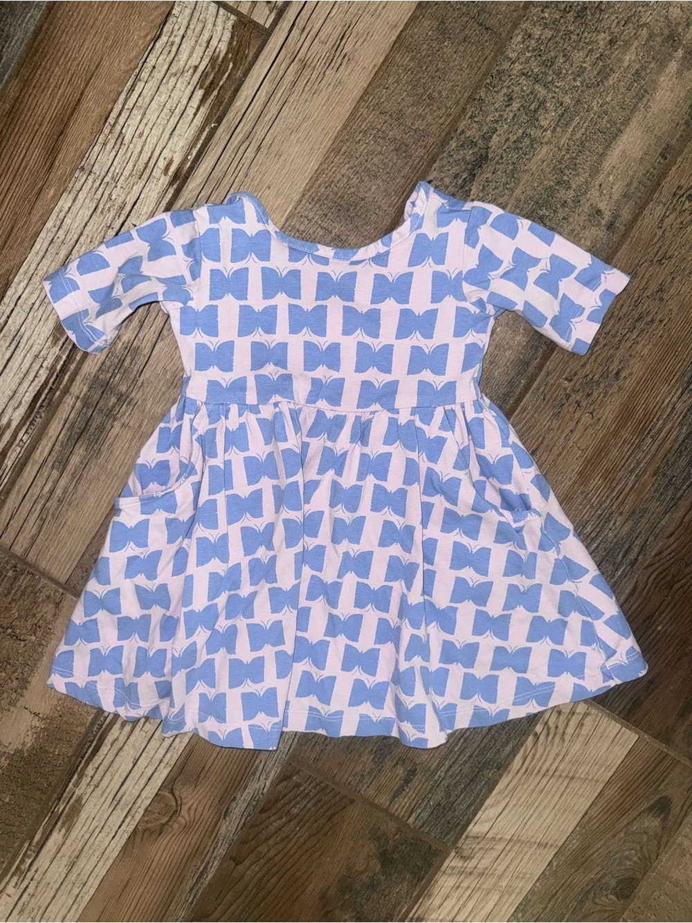 Hanna Andersson Pink Dress with Light Blue Bow Pattern
